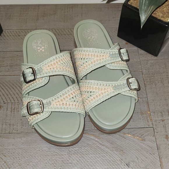 VINCE CAMUTO Kellinar Crochet Buckle  Slides - Picture 1 of 9